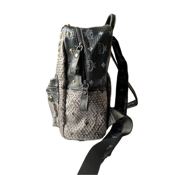 MCM Authentic Visetos Gold Studded Stark Backpack - Picture 4 of 17